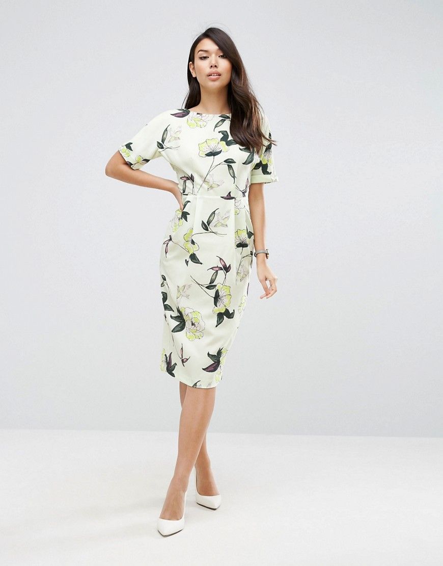 ASOS Wiggle Dress in Bird and Floral Print - Multi | ASOS US