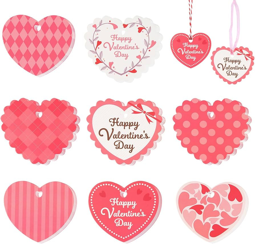 Koogel 160 PCS Heart Kraft Paper Tags, Valentine's Tags with Twine Gift Tags with String for Vale... | Amazon (US)