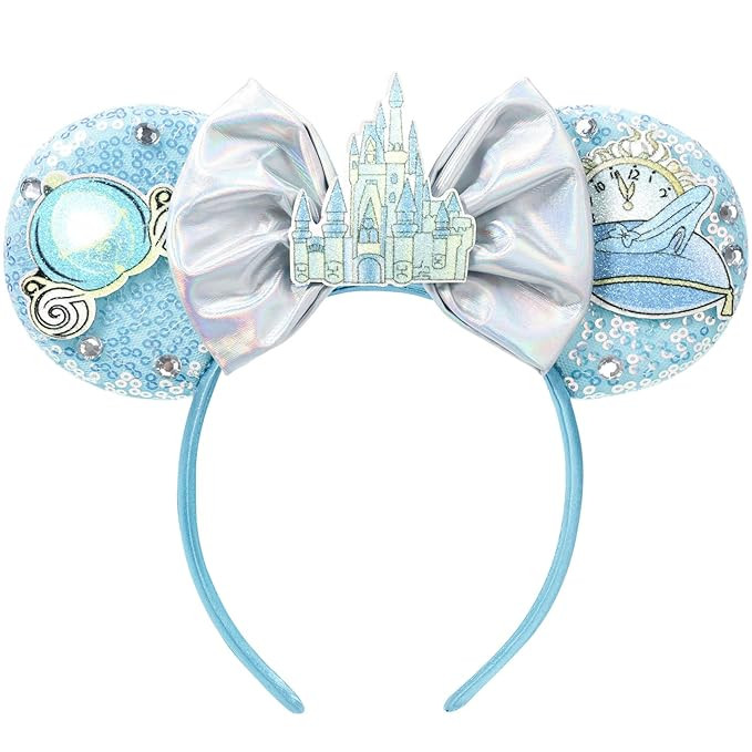 CANMIL Sparkle Ears Headband for Girls, Sequin Bow Hairband for Hair Beauty Accessories (Castle) | Amazon (US)