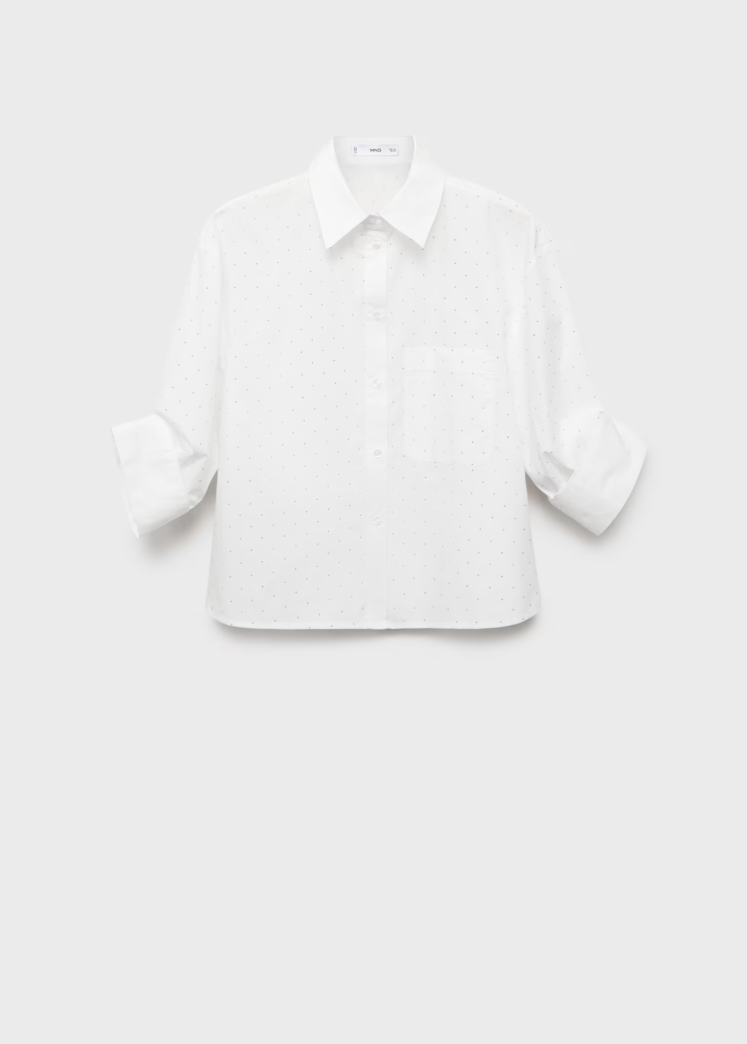 Rhinestone cropped shirt - Women | MANGO United Kingdom | MANGO (UK)