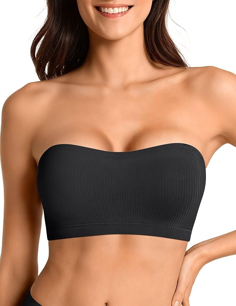 Vertvie Strapless Bras for Women Non-Slip Push Up Wireless Bandeau Bra Seamless Comfort Tube Top ... | Amazon (US)