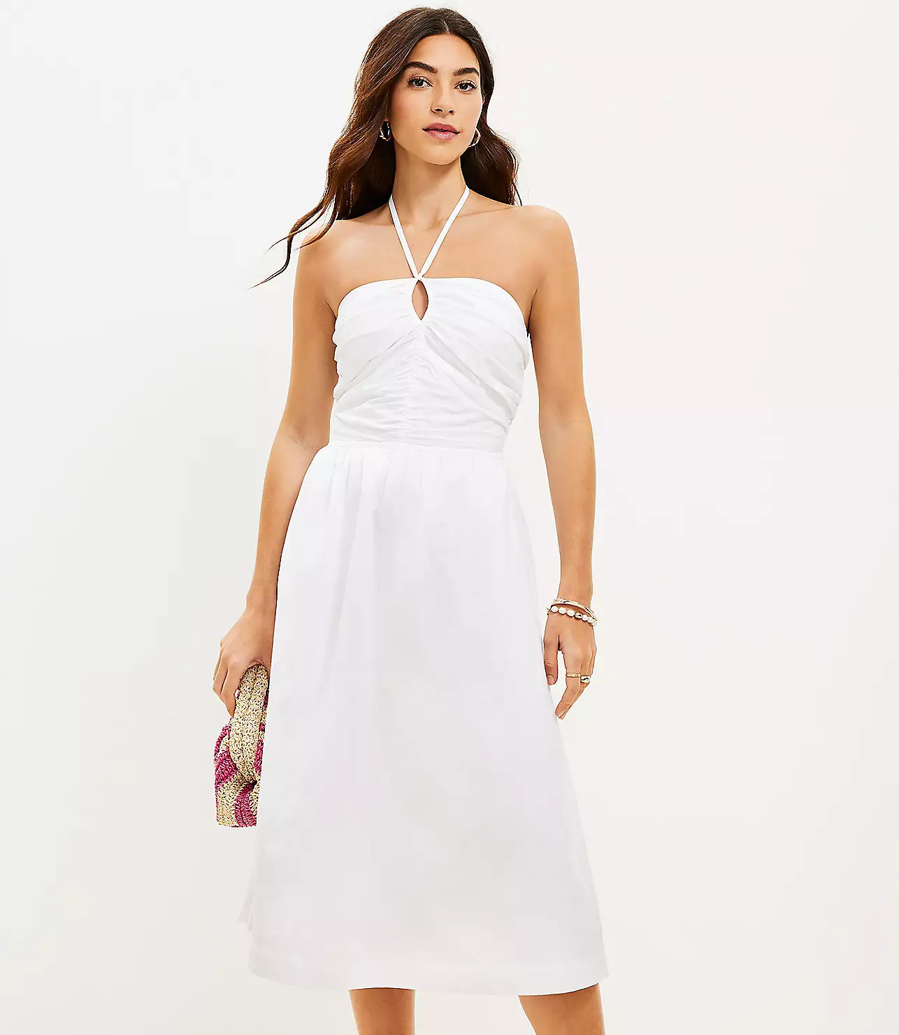 Keyhole Halter Midi Dress | LOFT
