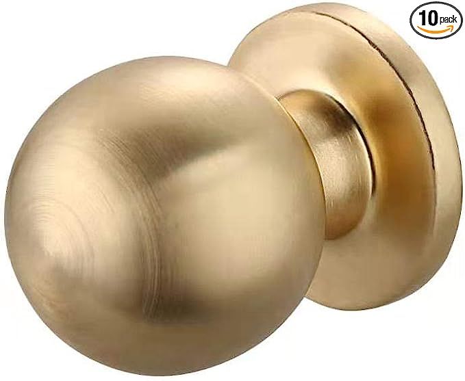KHTUME WARE 10 Pack Cabinet Hardware Knobs (Brushed Brass) | Amazon (US)