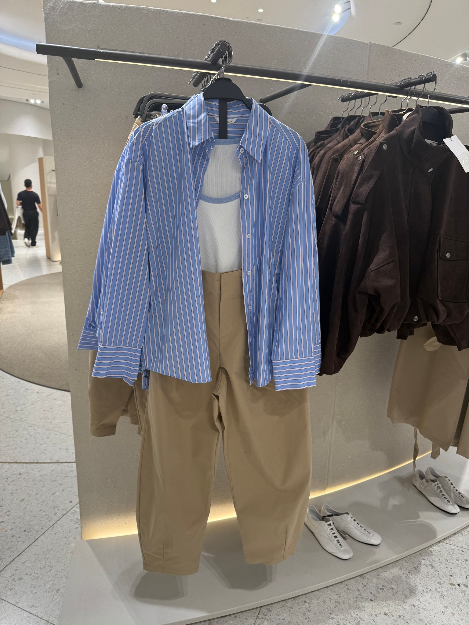 OVERSIZED STRIPE SHIRT WITH BUILT IN TSHIRT🩵
Tags: new in Zara cargo pants beige basic capsule wardrobe elevated blue oxford ootd spring trend city break 

#LTKspring #LTKstyletip