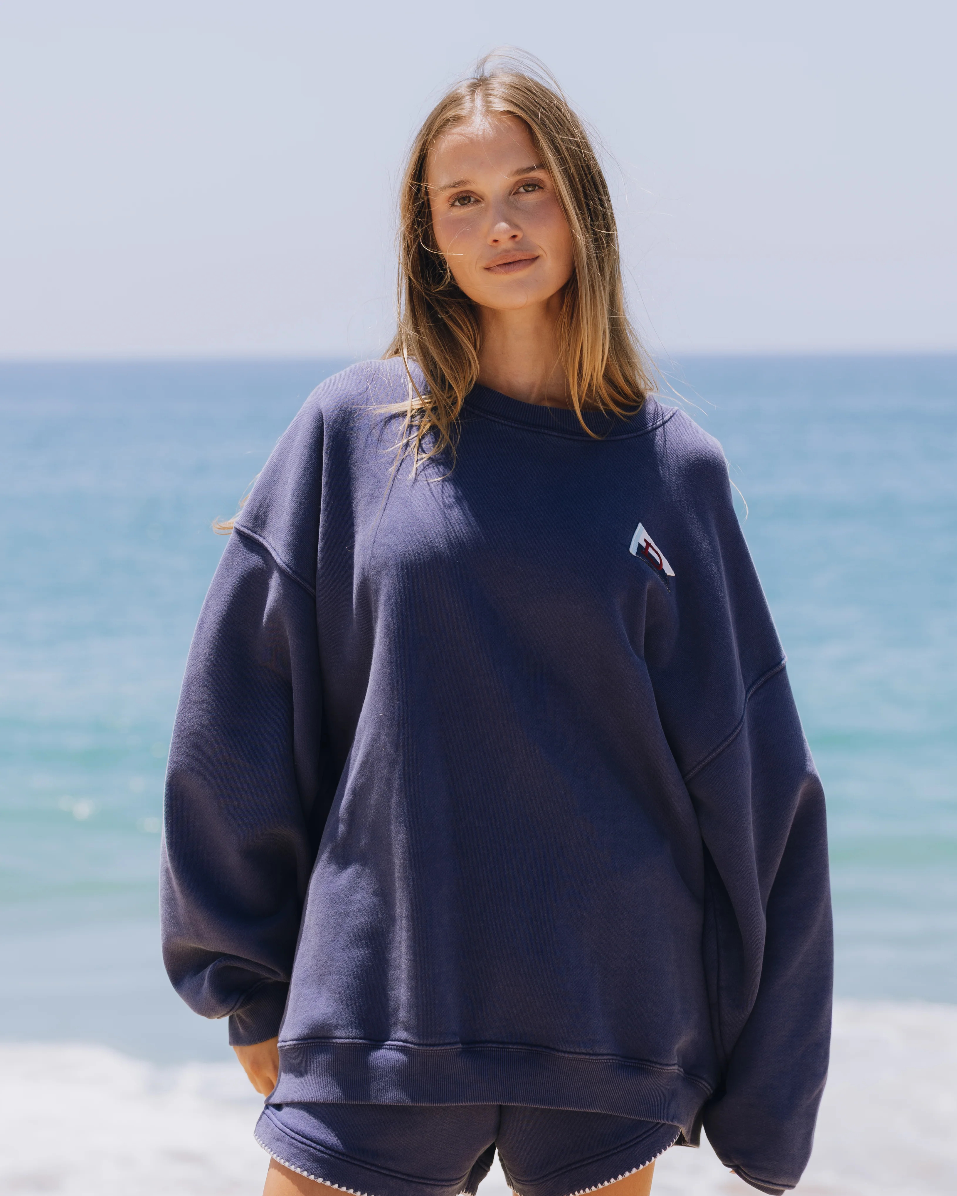 Heavyweight Oversized Out East Crew - Sunbleached Navy | Daily Drills LLC