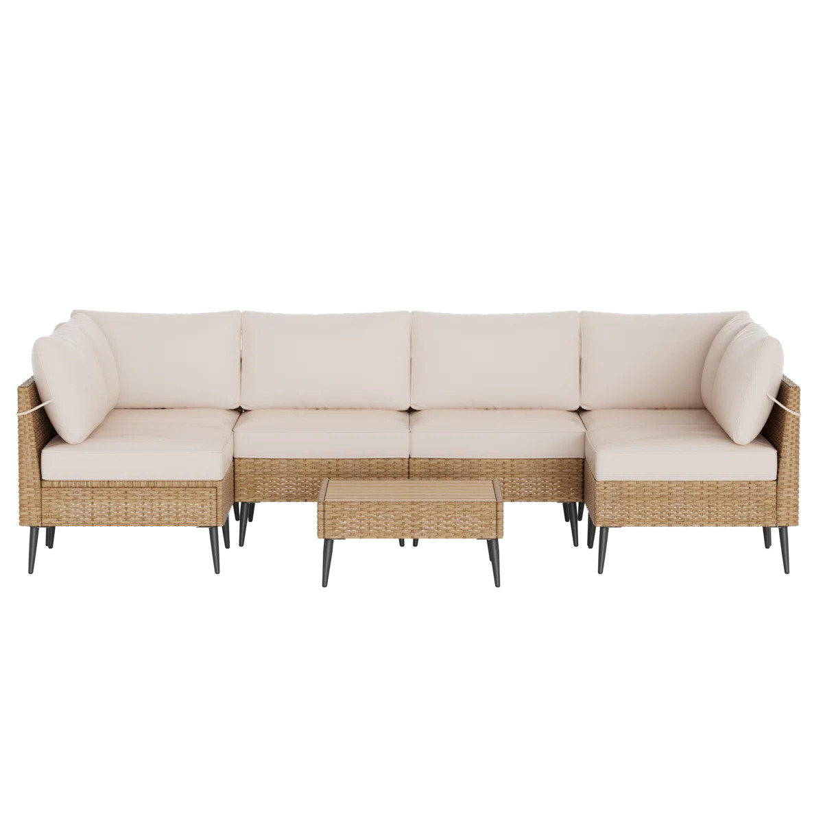 Outdoor Patio Furniture Set, 7 Piece Outdoor Sectional Sofa Wicker Patio Conversation Couch Set, ... | Wayfair North America