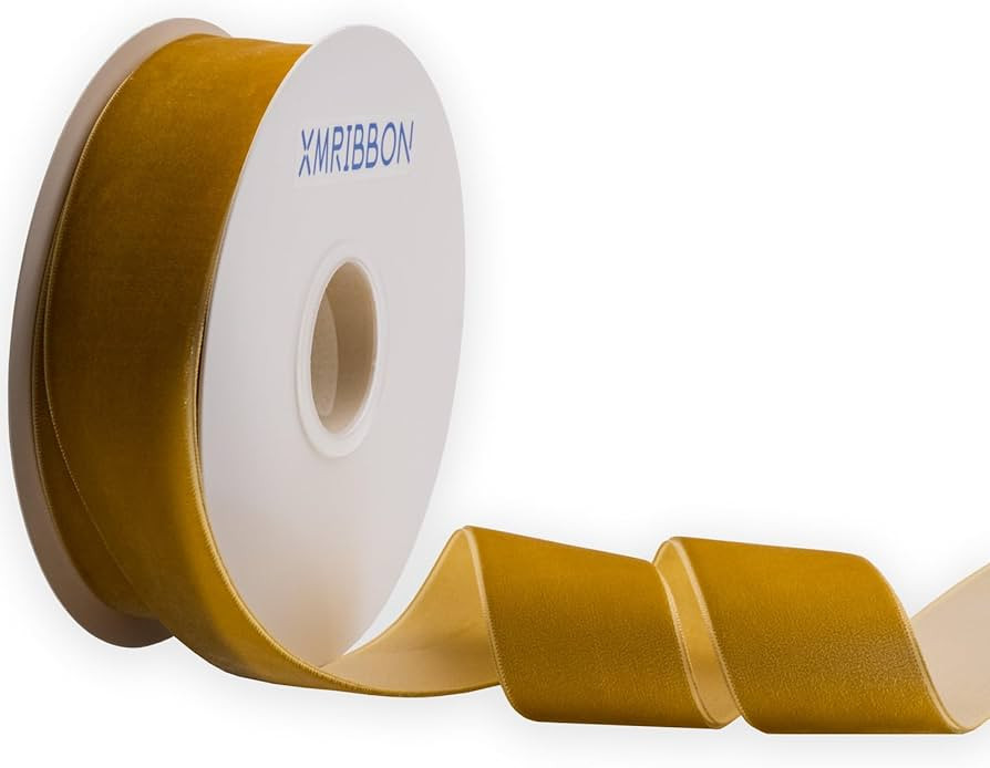 Gold Velvet Ribbon Single Sided,1 1/2 Inch by 10 Yards Spool | Amazon (US)