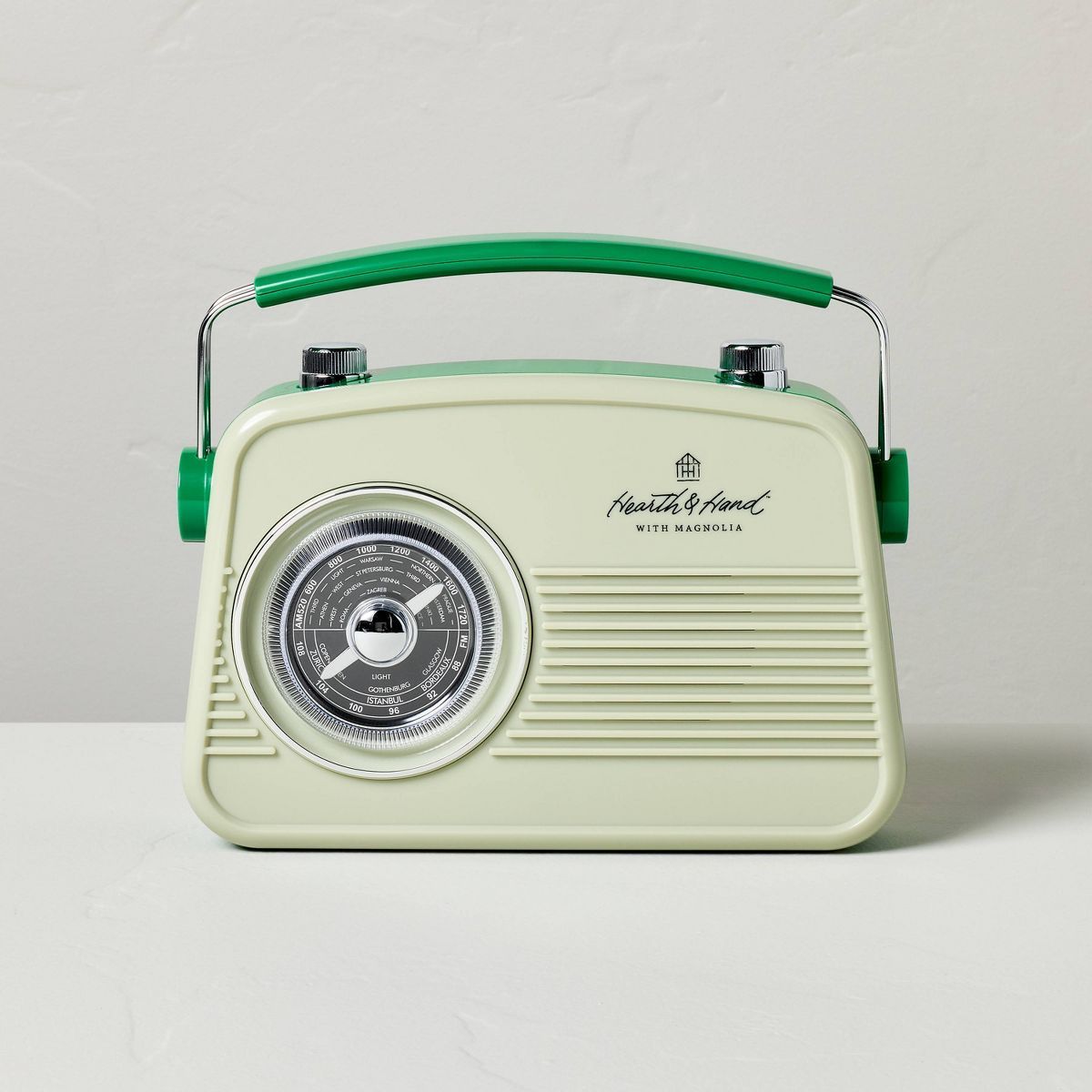 Retro Portable AM/FM Bluetooth Radio Tonal Green - Hearth & Hand™ with Magnolia | Target