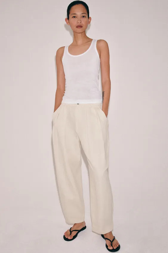 LINEN PLEATED PANTS ZW COLLECTION | Zara Canada