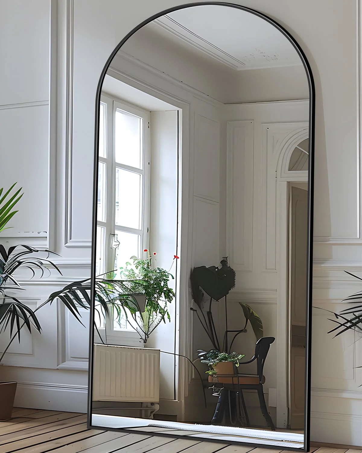 Antok 71"x28" Arched Full Length Mirror with Stand - Black Frame Standing Floor Mirror, Full Body... | Walmart (US)