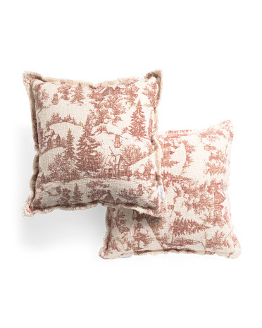 20x20 2pk Holiday Printed Frayed Edges Pillows | TJ Maxx