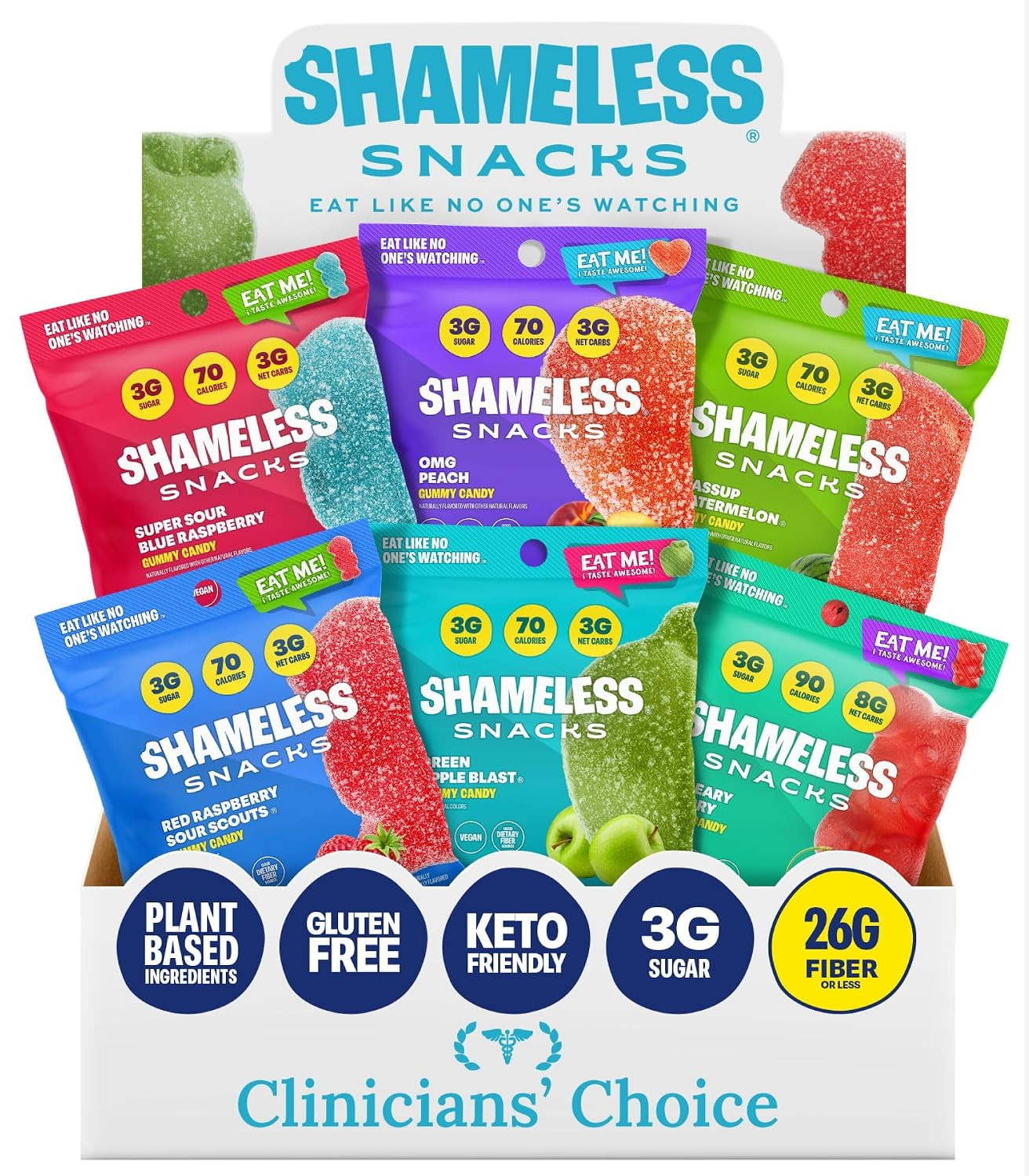 Shameless Snacks Sour Candy & Fruit Snacks - Gummy Candy Variety Pack, Keto | Amazon (US)