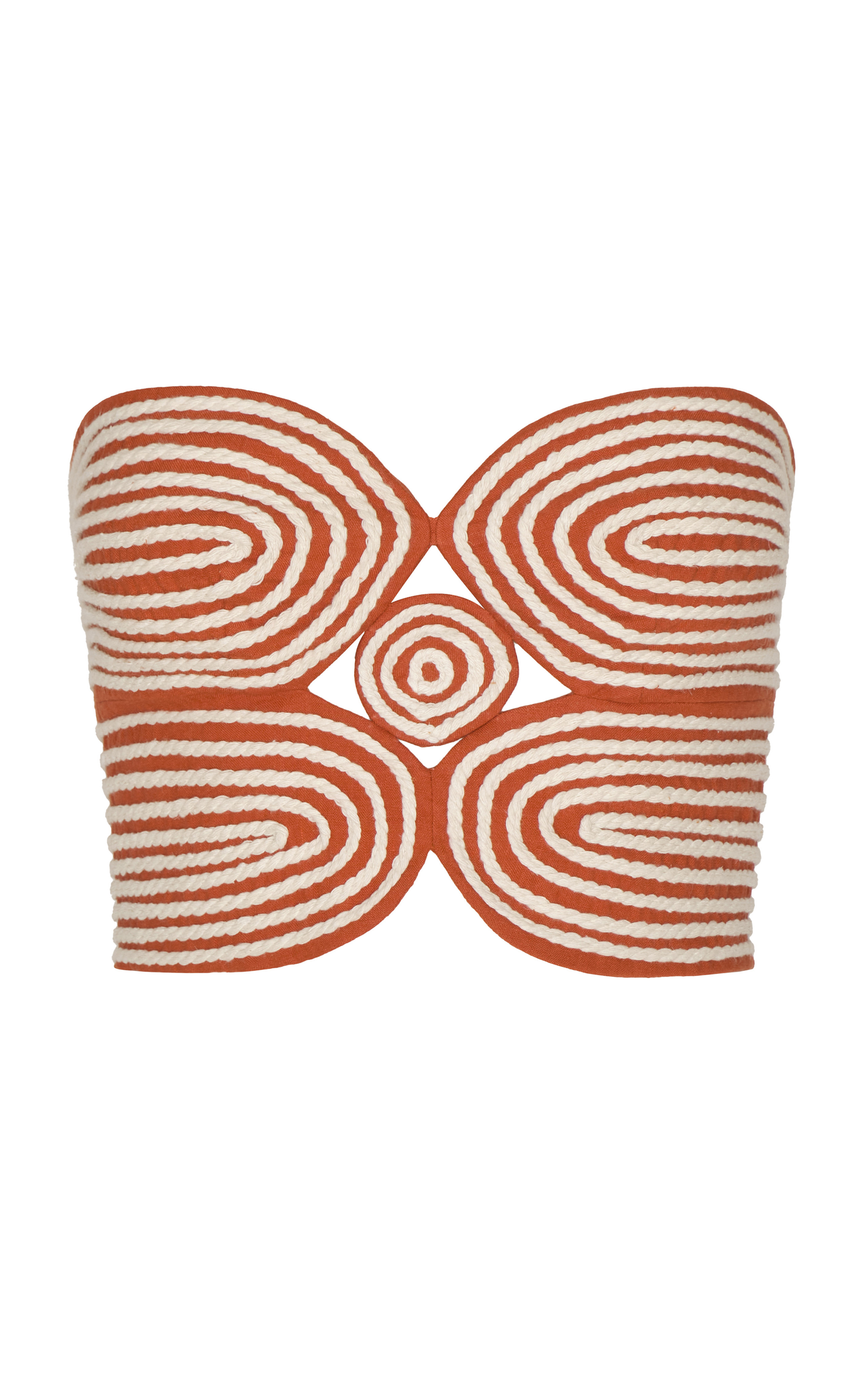 Baía Embroidered Linen Bustier Crop Top | Moda Operandi (Global)