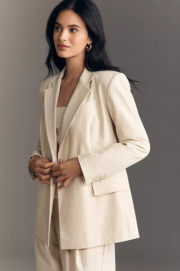 Striped Belted Blazer Jacket | Anthropologie (US)