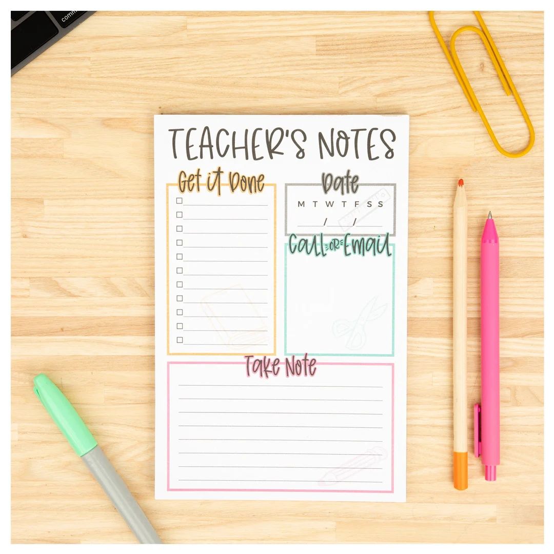 Teacher Appreciation Notepads Teacher Gifts & School Supplies 50 Tear Away Sheets on Premium Pape... | Etsy (US)