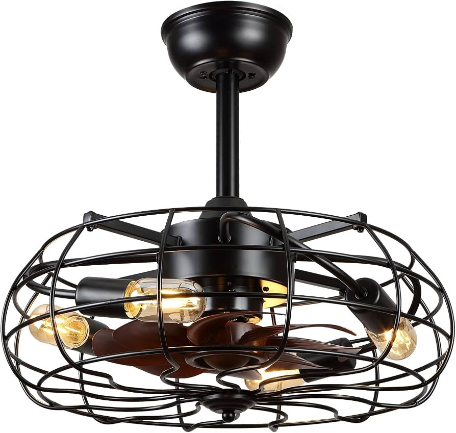 Asyko Ceiling Fans with Lights Remote Control,Caged Ceiling Fan for Porch,Patios,Kitchen,Bedroom,... | Amazon (US)