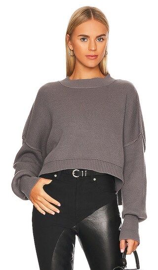 Easy Street Crop Sweater in Lead | Revolve Clothing (Global)