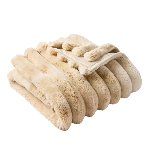 Better Homes & Gardens Channel Dyed Vanilla Dream Faux Fur Oversized Throw, 50" x 72" | Walmart (US)