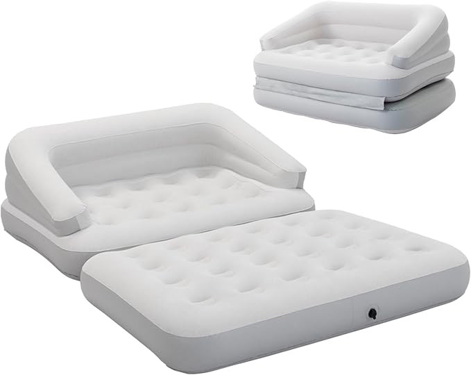 DIMAR GARDEN Inflatable Couch Flocked Blow Up Couch Mattress,Outdoor Air Sofa Bed for Camping,Ful... | Amazon (US)