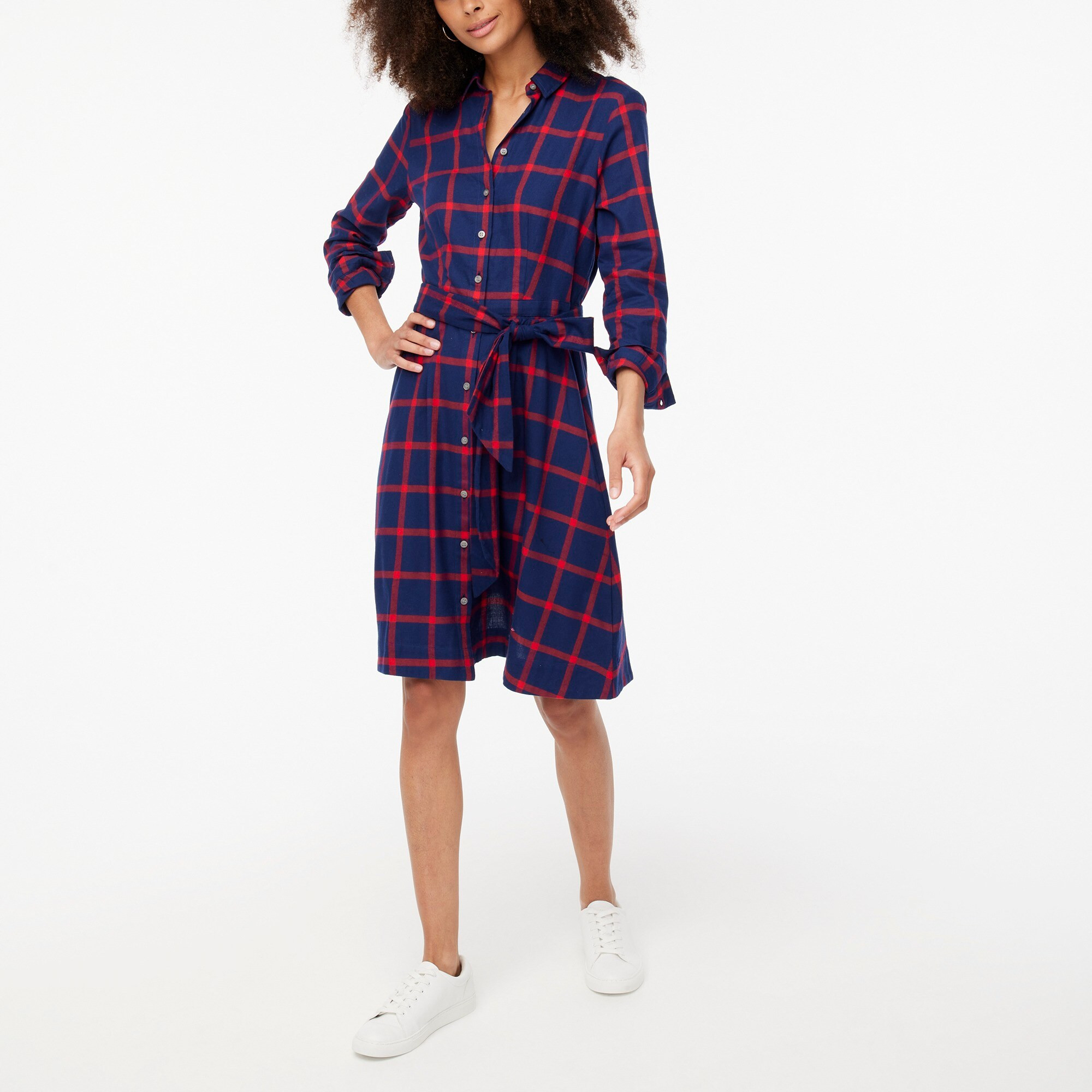 Tie-waist flannel shirtdress | J.Crew Factory