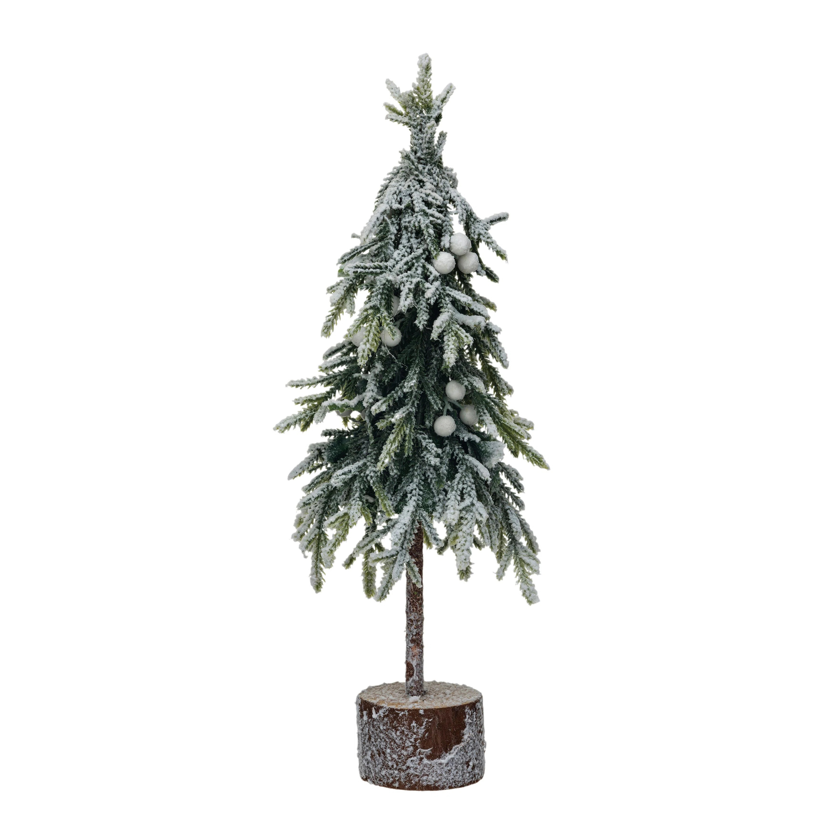 Tall Faux Fir Tree With Base And Snow Finish | Wayfair North America