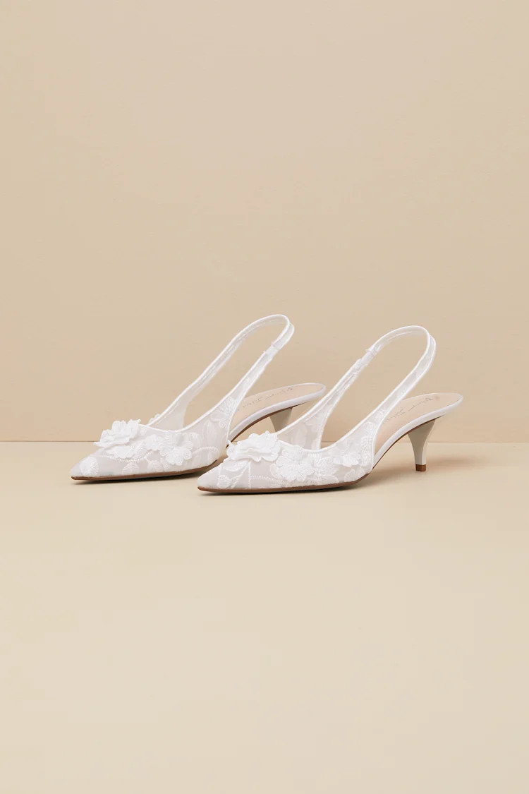 SB-Dian Ivory 3D Floral Pointed-Toe Slingback Pumps | Lulus