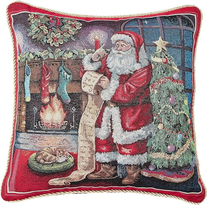 Violet Linen Seasonal Xmas Christmas Holiday Bliss Pattern, Polyester Tapestry Jacquard , Santa R... | Amazon (US)