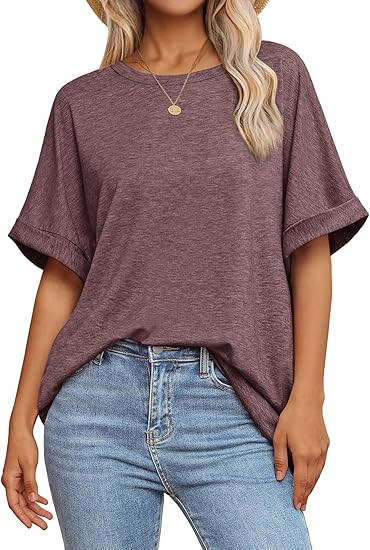ATHMILE Womens Oversized T Shirts Summer Tops Spring Casual Loose Fit Workout Short Sleeve 2026 B... | Amazon (US)