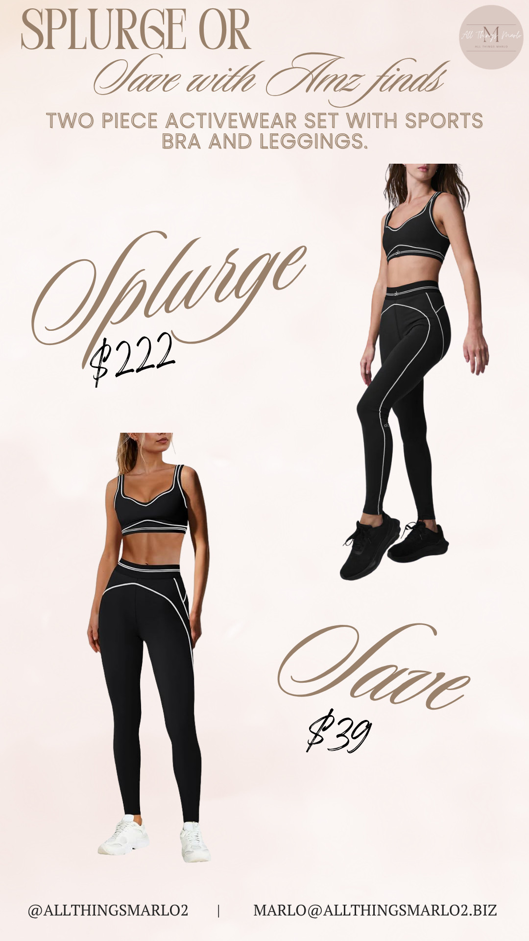 Two piece activewear set with sports
bra and leggings. 

 #LTKSeasonal #LTKWorkwear #LTKTravel