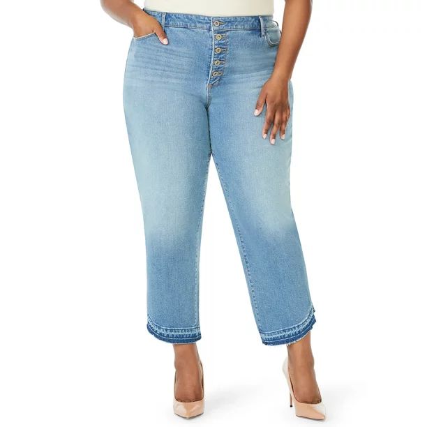 Sofia Jeans by Sofia Vergara Plus Size Leslie High-Rise Slim Straight Jeans - Walmart.com | Walmart (US)