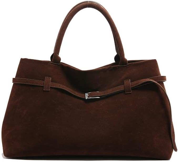 Modavo Suede Tote Bag,Women's Large Brown Suede Top-Handle Work Handbag,Modavo Vintage Faux Suede... | Amazon (UK)