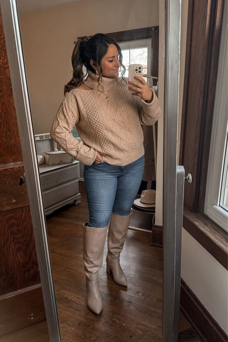 Cute and casual and all from Walmart!

Wearing an L in this adorable turtleneck sweater that has a subtle shimmer to it. 

Wearing a 12 short in the Sofia vergara skinny jeans

These knee high boots are true wide calf boots and I love them!

Fall sweater 
Cut out sweater
Curvy jeans
Midsize jeans
Cream sweater
Casual thanksgiving outfit
Casual outfit
Midsize
Curvy
Fall outfit
Winter outfit
Casual Christmas outfit 

#LTKmidsize #LTKfindsunder50 #LTKshoecrush