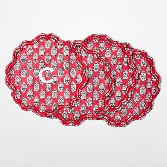 Scalloped Embroidered Placemats, Set of 4 | Mark and Graham