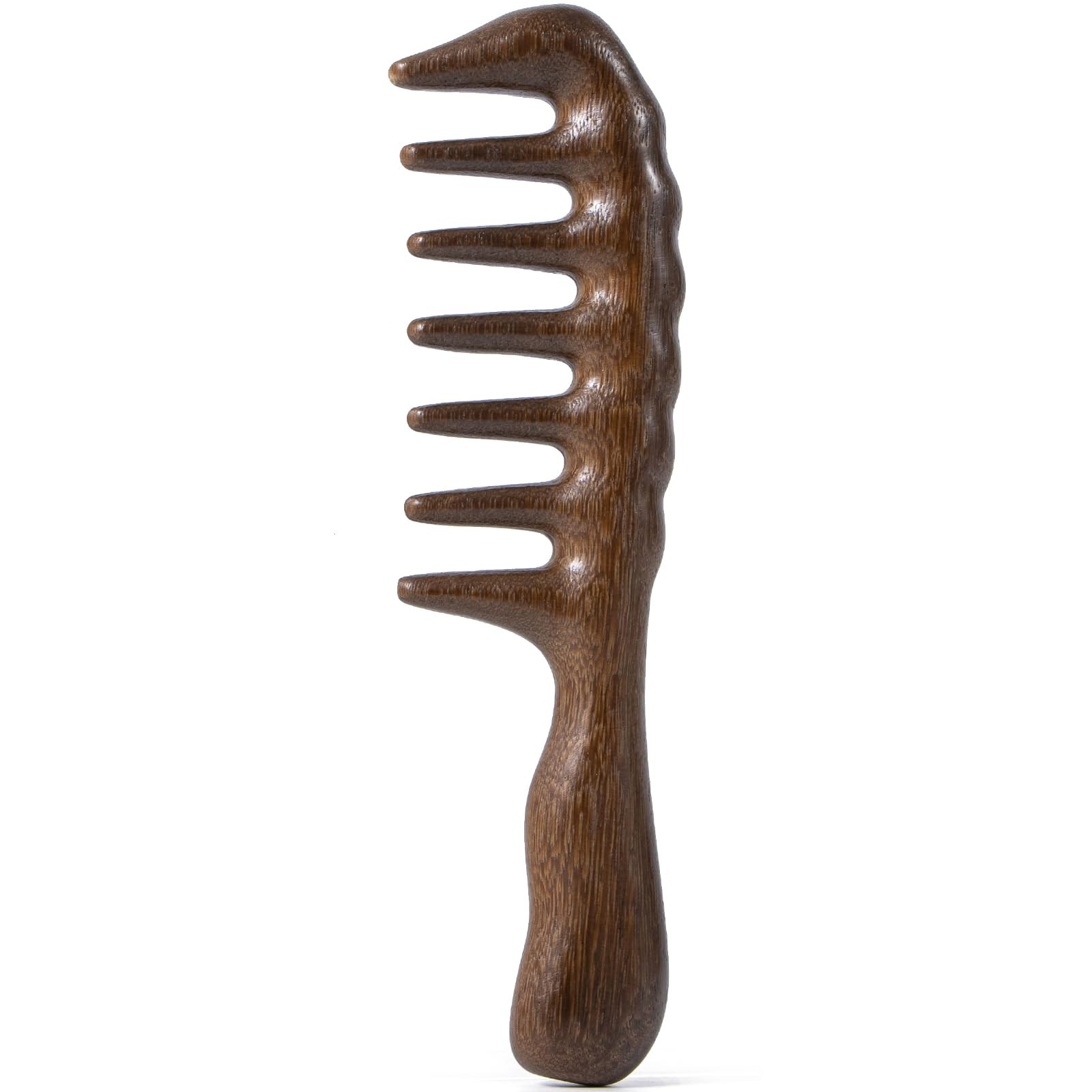 Wooden Wide Tooth Comb, Large Thicken Natural Sandalwood Hair Combs for Curls, Women and Men, Det... | Amazon (US)