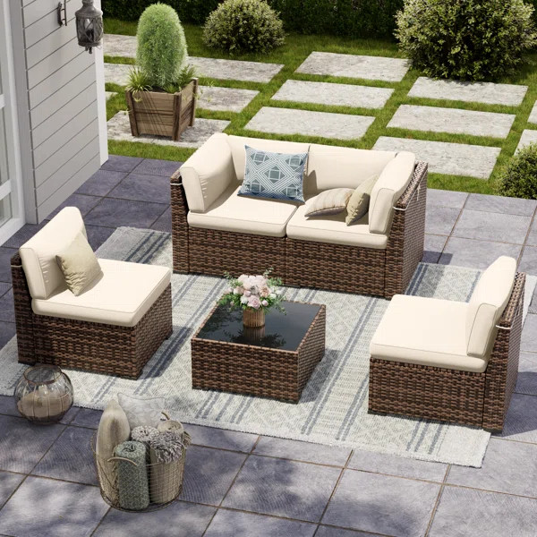 4- Person Rattan Sectional Conversation Sets With Cushions | Wayfair North America