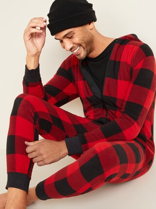 Patterned Micro Performance Fleece One-Piece Pajamas for Men | Old Navy (US)