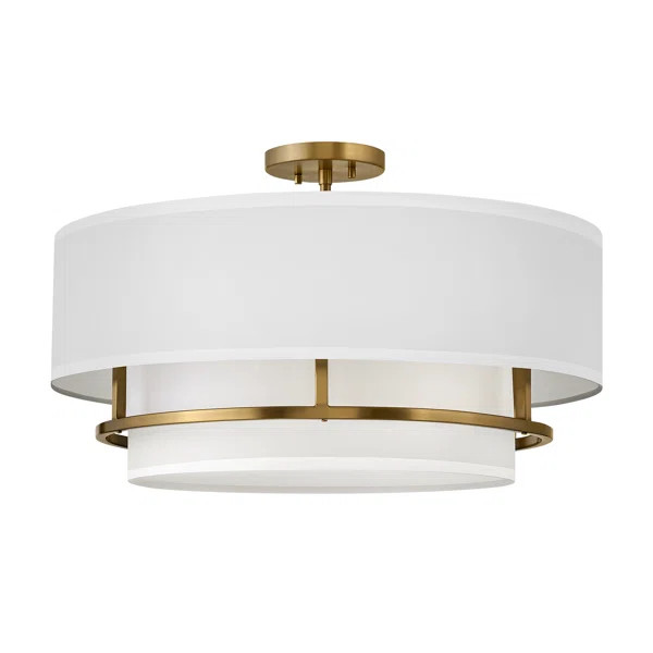 Graham Four-Light Semi-Flush Mount Ceiling Light w/ Faux Parchment Shades | Wayfair North America