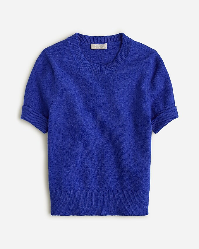 Cuff-sleeve cropped crewneck sweater in textured bouclé | J. Crew US
