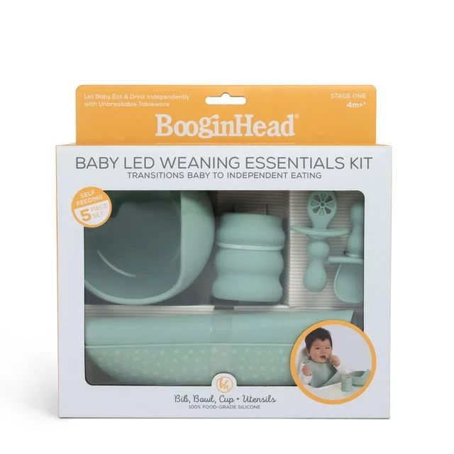 BooginHead 5-Piece Baby-Led Weaning Silicone Tableware, Infants and Toddlers, Sage Green | Walmart (US)