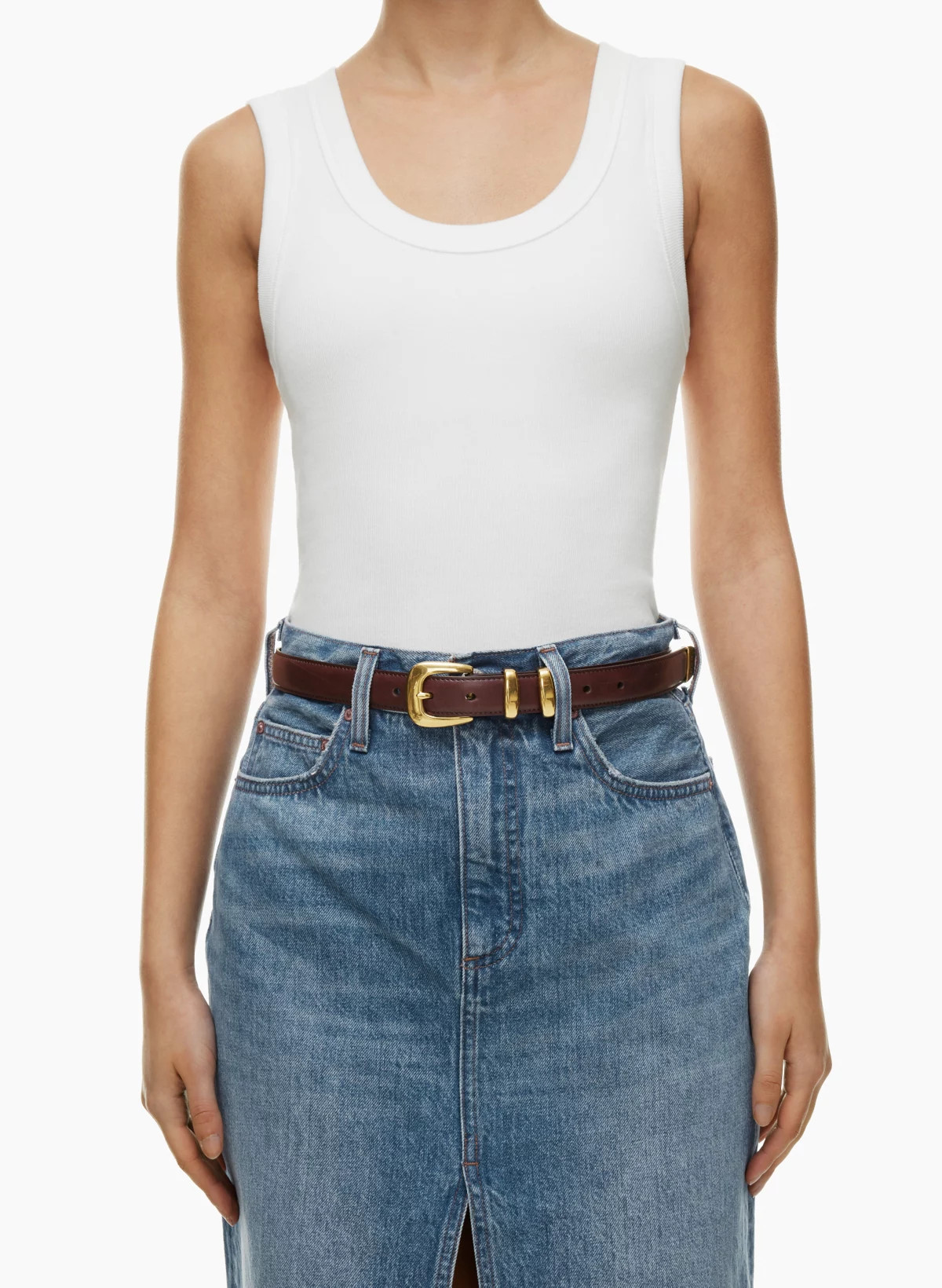 LEGENDARY SOLID BRASS LEATHER BELT | Aritzia