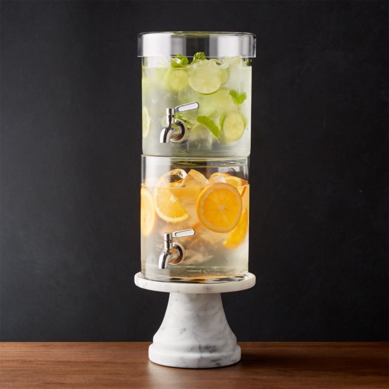 Stacking Drink Dispenser with French Kitchen White Marble Stand + Reviews | Crate & Barrel | Crate & Barrel