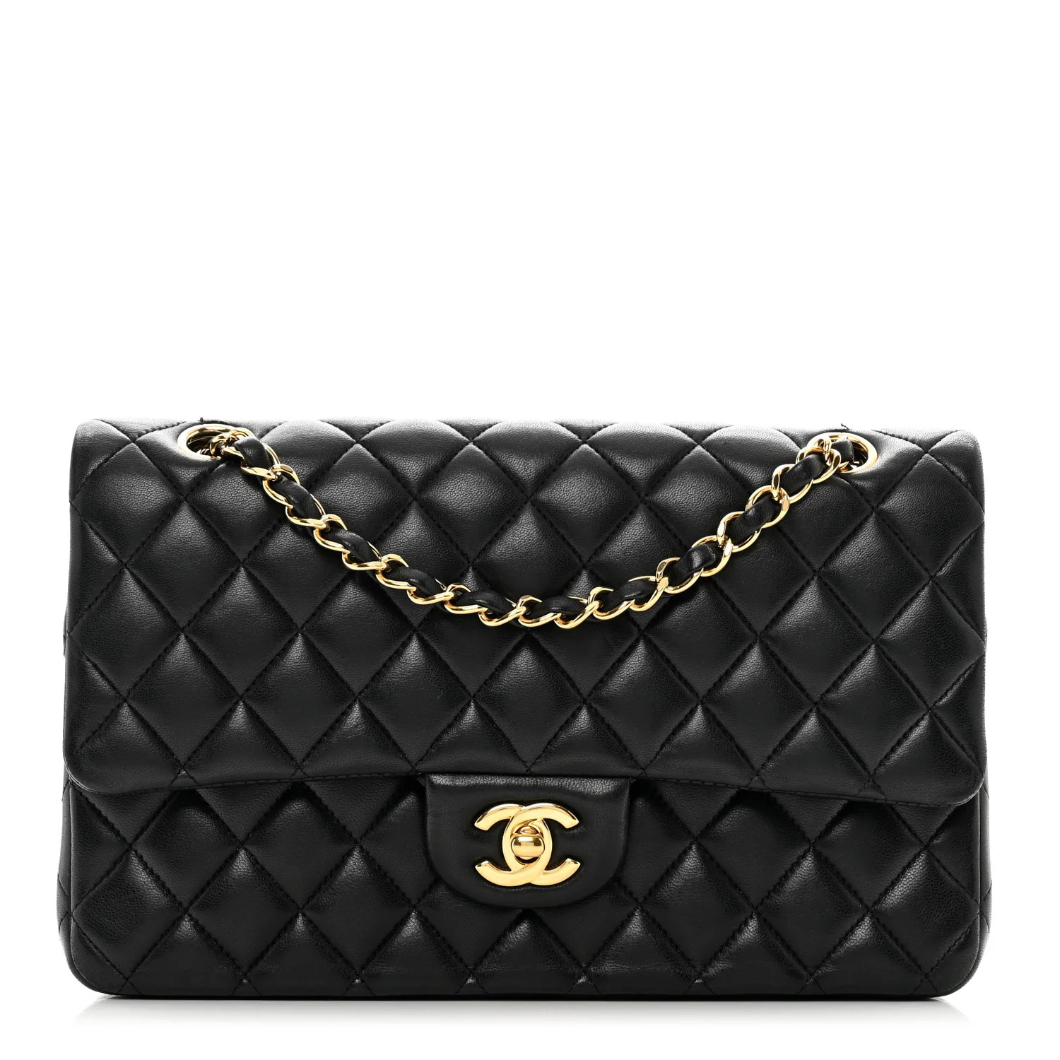 Lambskin Quilted Medium Double Flap Black | FASHIONPHILE (US)