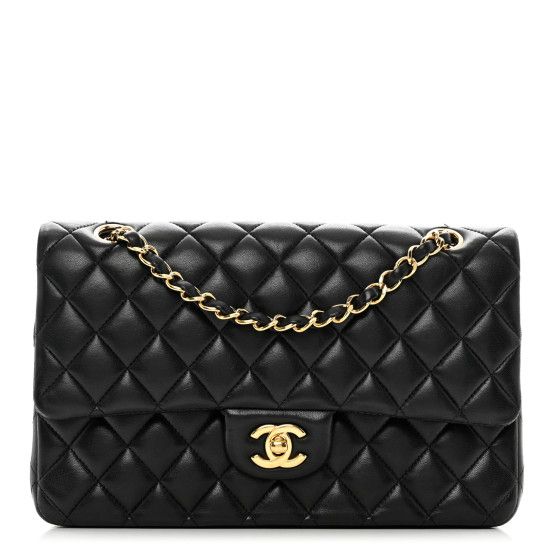 Lambskin Quilted Medium Double Flap Black | FASHIONPHILE (US)