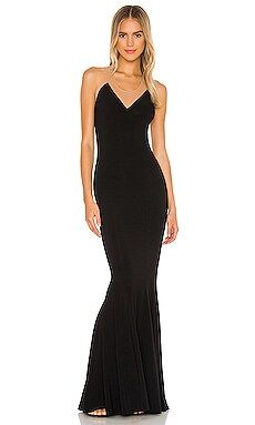 Norma Kamali Racer Fishtail Gown in Black & Nude Mesh from Revolve.com | Revolve Clothing (Global)