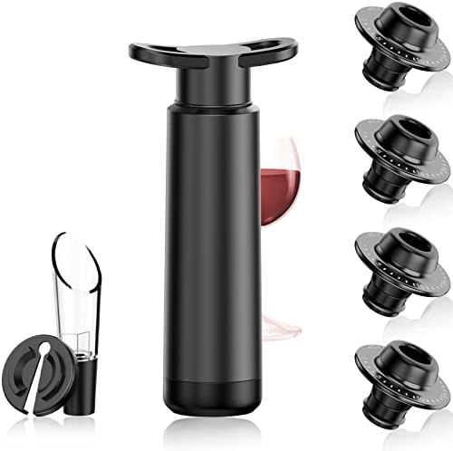 Upgraded Wine Stoppers - Wine Saver Pump with Strong Suction - 4 Wine Bottle Stoppers with Date M... | Amazon (US)