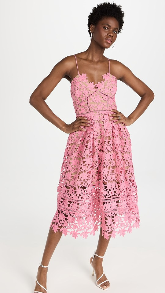 Pink Azaelea Lace Midi Dress | Shopbop