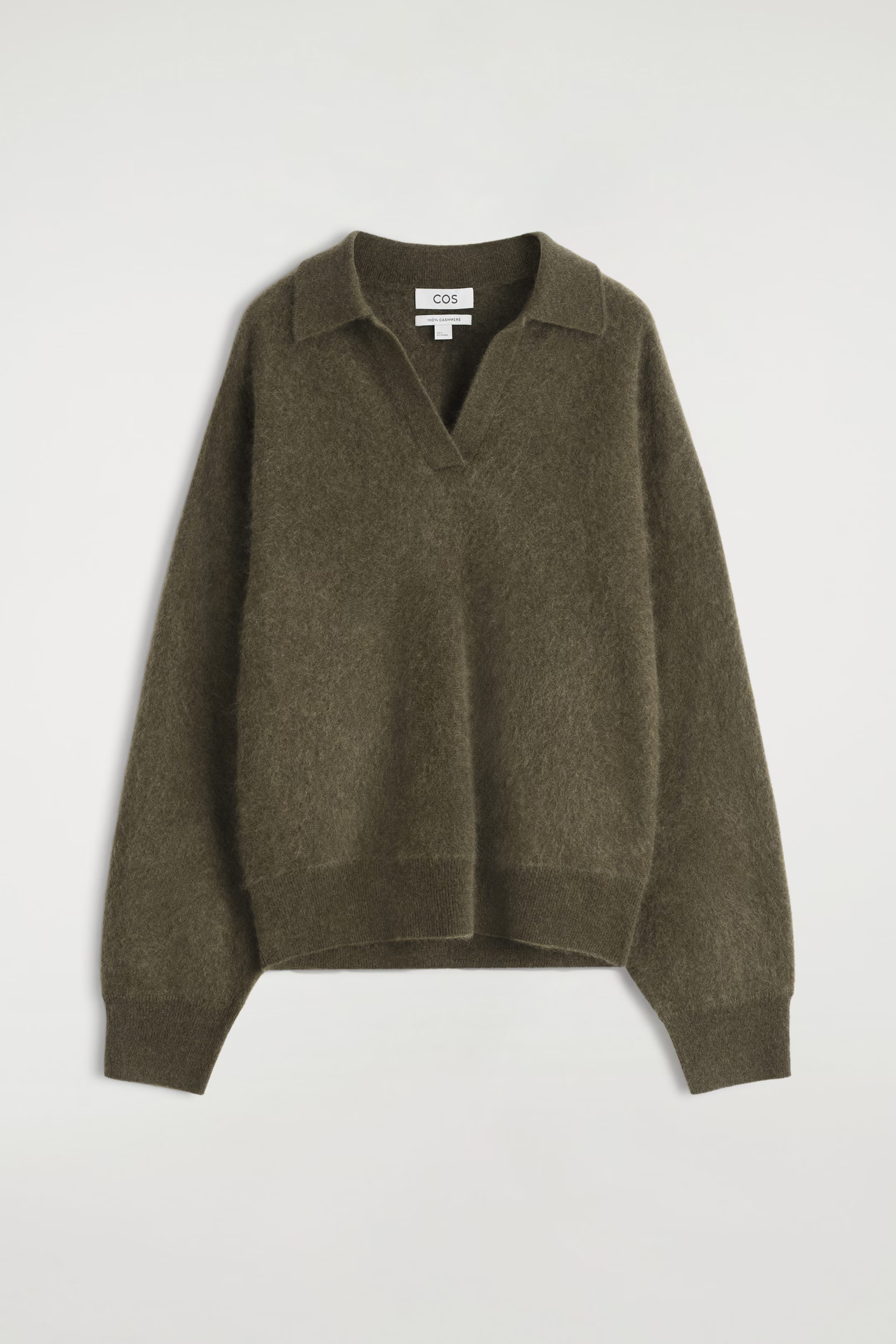 BRUSHED-CASHMERE POLO SWEATER - KHAKI | COS NL | COS (US)
