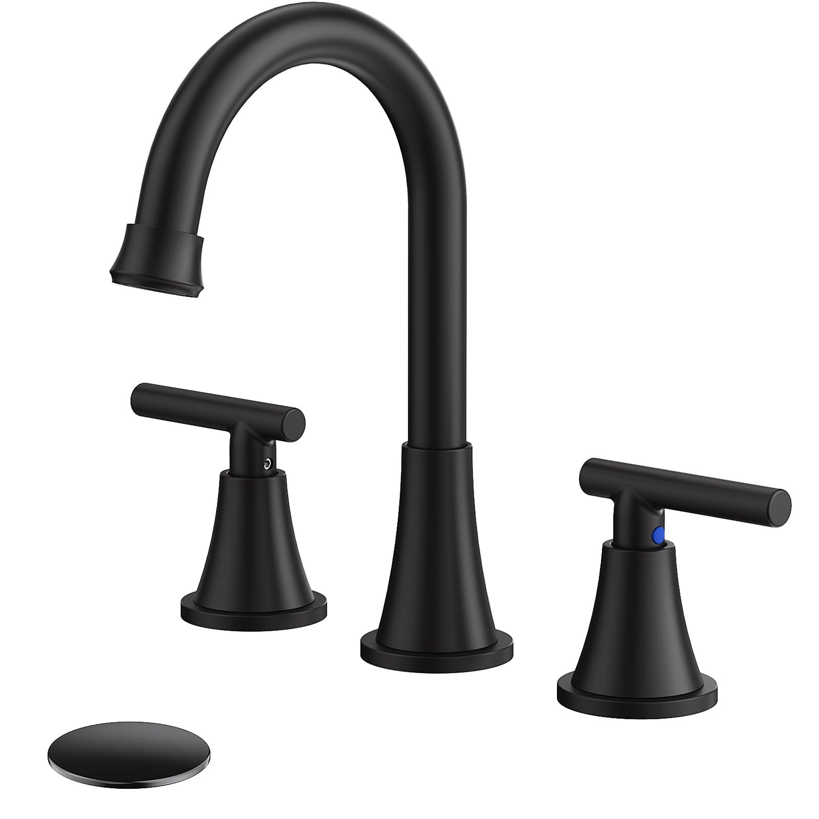 Bathroom Faucets for Sink 3 Hole, Hurran Matte Black Bathroom Sink Faucet with Pop-up Drain and S... | Amazon (US)