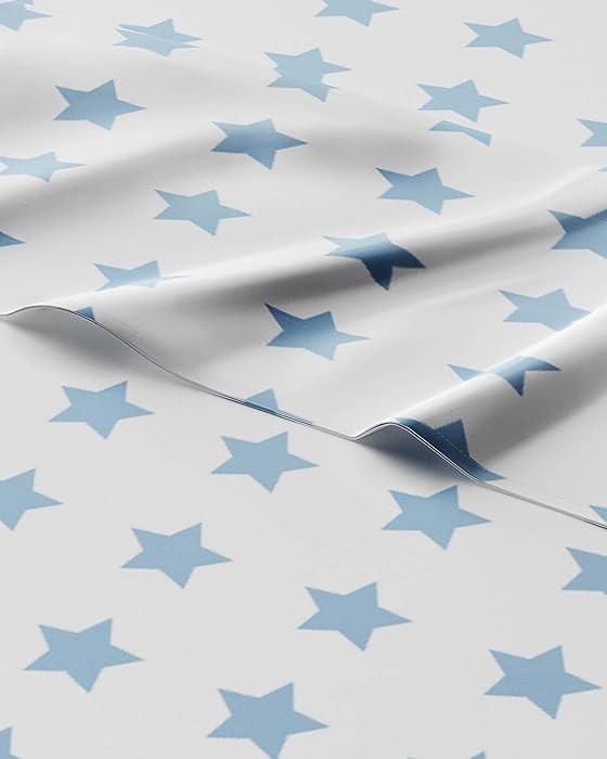 Kids Blue Stars Twin 3 Piece Microfiber Sheet Set - Boys, Girls, Teens, Toddler - Easy Fit Deep P... | Amazon (US)