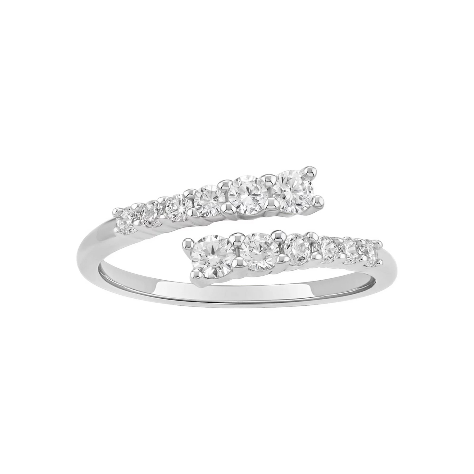 PRIMROSE Sterling Silver Cubic Zirconia Graduated Bypass Ring, Women's, Size: 9, Sterling Silver White | Kohl's